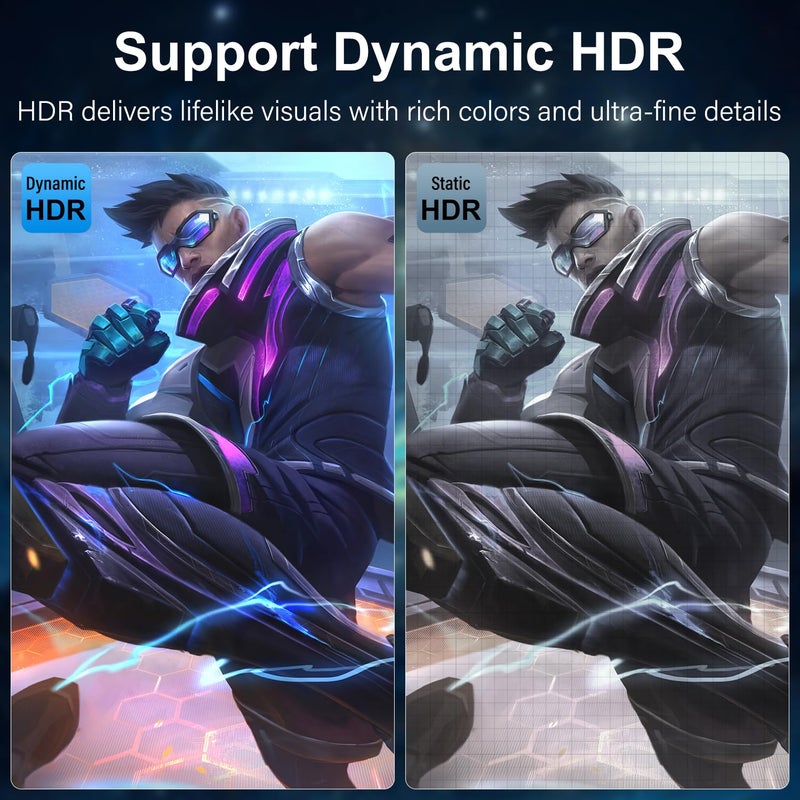 JD Angled Displayport 1.4 Cable, 90-Degree Upward Right Angle Displayport Cable V1.4 Support up to 8K/60Hz, 4K/144Hz for Gaming Monitor Graphics Card, 6.5 Feet - Image 5